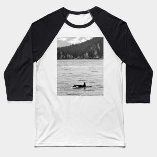 Orca and Snow-Capped Mountains at Resurrection Bay in Alaska Baseball T-Shirt